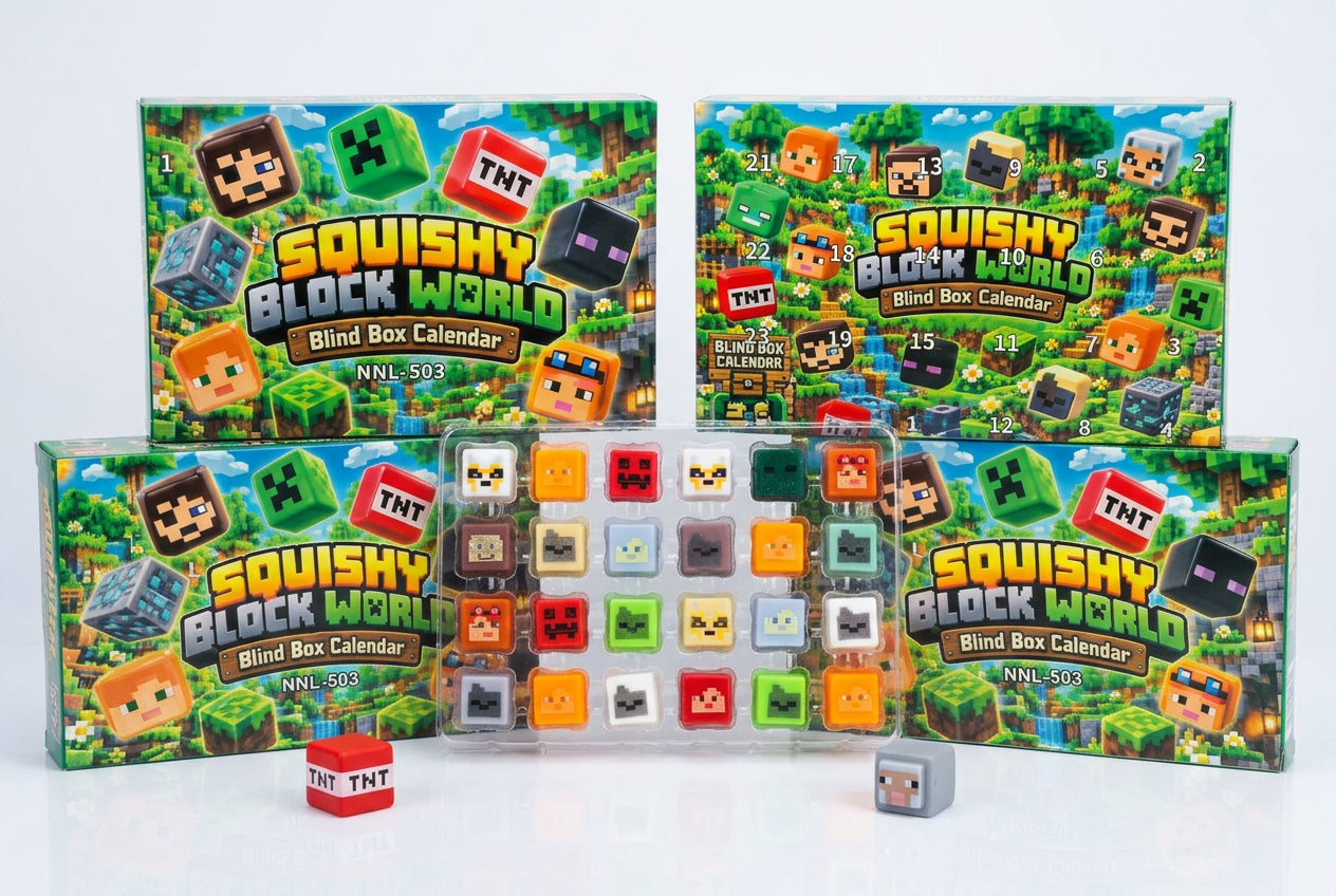 „Minecraft“ stiliaus advento kalendorius – 24 squishy kubeliai