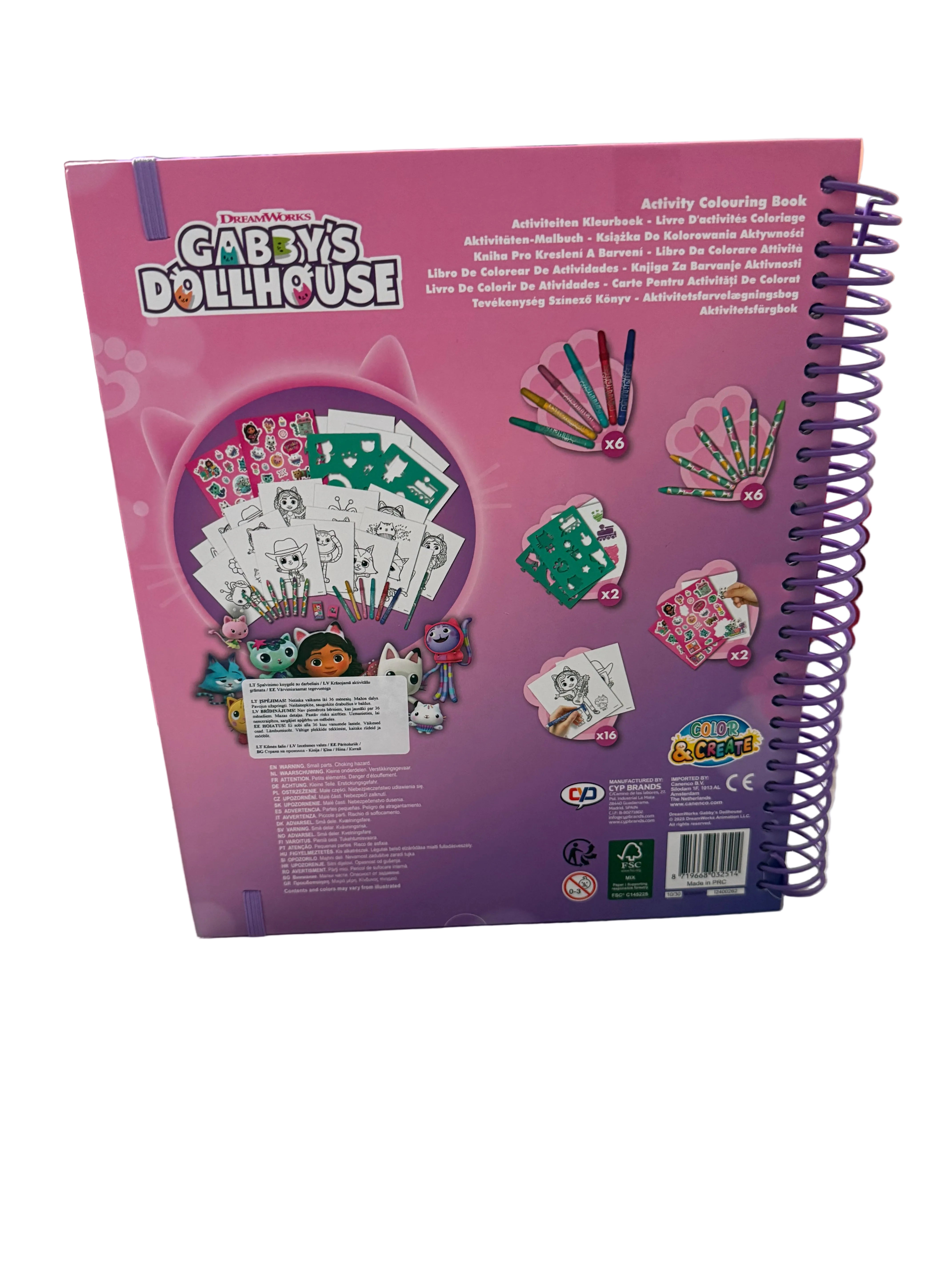 Gabby’s Dollhouse piešimo rinkinys su pieštukais ir trafaretais