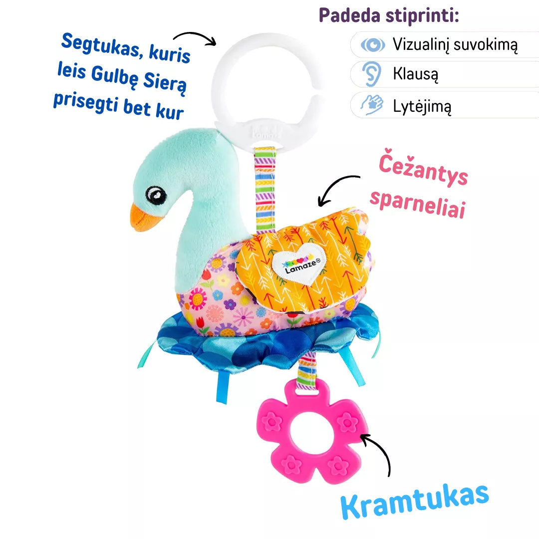 Pakabinamas kelioninis kūdikio žaislas „Gulbė Sierra“