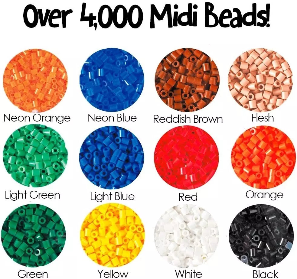 HAMA MIDI karoliukai ir dėliojimo lentelės geltoname kibirėlyje