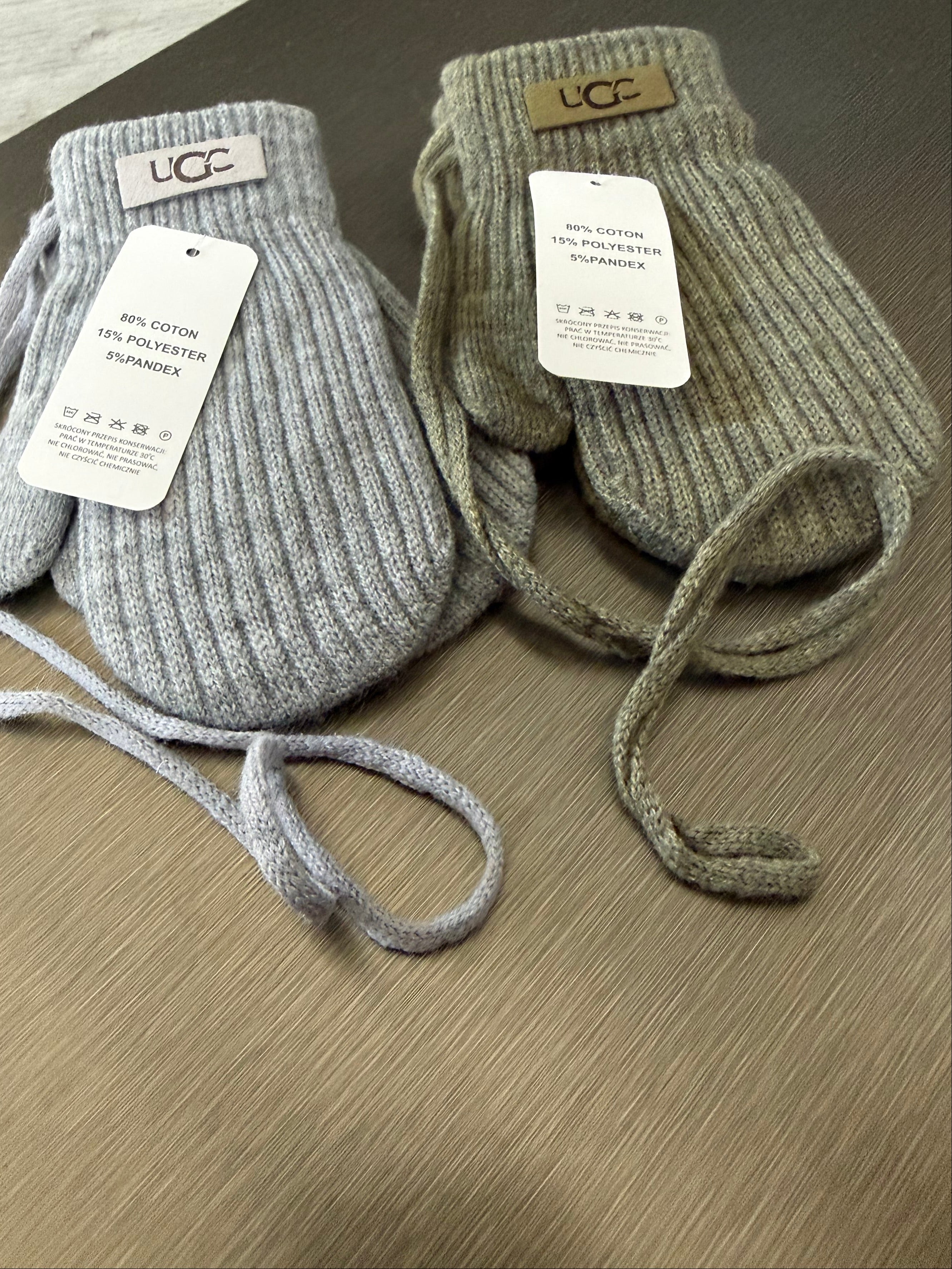 Medvilnės 80% kumštinės pirštinės 2-3metų (Chaki - pilka)