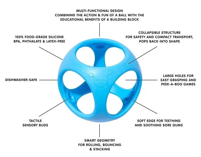 „Oibo“ - daugiafunkcinis sensorinis žaislas-kramtukas (mėlynas)